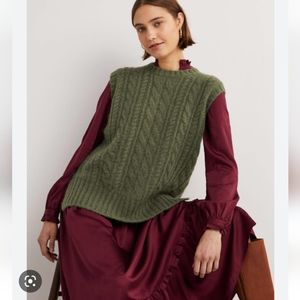 Boden Green Cable Knit Sweater Vest